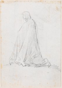 Knielende figuur in een gewaad met capuchon door Hubert Robert