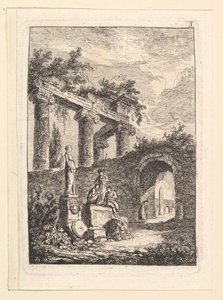 Het Standbeeld voor de Ruïnes, n.d. door Hubert Robert