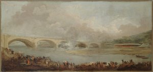 Le décintrement du pont de Neuilly, le 22 septembre 1772, tussen 1772 en 1775 door Hubert Robert