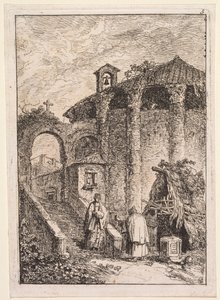 De Avonden van Rome: De Oude Tempel door Hubert Robert