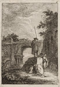 Plaat Acht uit Avonden in Rome, 1763-64 door Hubert Robert