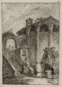 Plaat Vijf uit Avonden in Rome door Hubert Robert