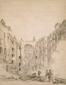 Ruïnes van de Opera na de brand van 1781 door Hubert Robert