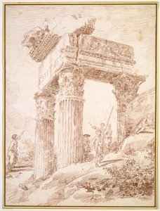 Tempel van Vespasianus door Hubert Robert