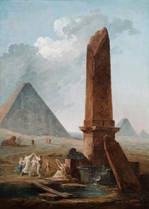 De Farandole tussen Egyptische monumenten door Hubert Robert