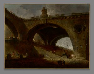 De oude brug door Hubert Robert