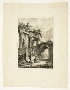 Het standbeeld voor de ruïnes, plaat drie uit Les Soirées de Rome