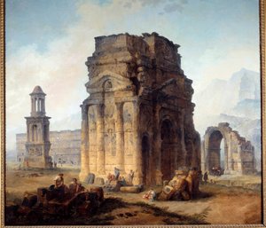 Zicht op de Arc de Triomphe en het Theater van Orange door Hubert Robert