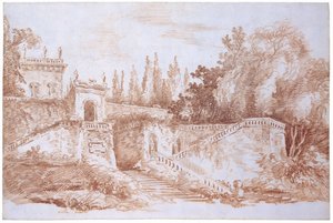 Uitzicht op de Tuinen van de Villa Mattei door Hubert Robert