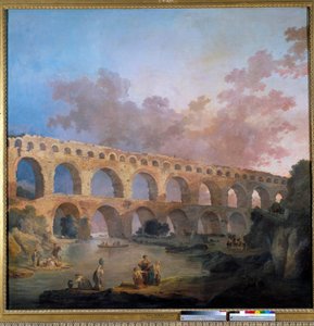 Zicht op de Pont du Gard (Frankrijk). door Hubert Robert