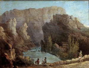 Uitzicht op de fontein Vaucluse door Hubert Robert