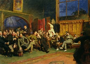 Avond in het atelier met mijn studenten, 1886 door Hubert von Herkomer