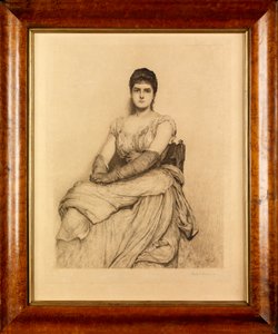 Dame in het Wit (Miss Grant) door Hubert von Herkomer