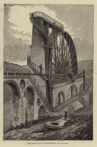 Het Grote Laxey Waterwiel, Isle of Man door Hubert von Herkomer