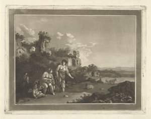 Landschap met nimfen door Hubertus van Hove