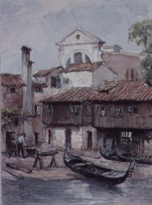 Scheepswerf bij de Kerk van San Trovaso, Venetië door Hugh Carter