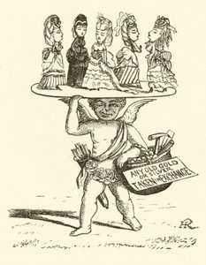 Cupido verkoopt meisjes voor goud of zilver (gravure) door Hugh Rowley