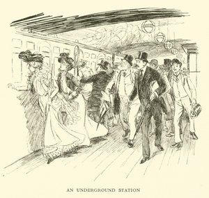 Een ondergronds station (gravure) door Hugh Thomson