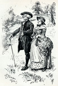 Een illustratie uit The Vicar of Wakefield, 1889