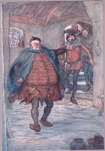Enter Falstaff, pistool, Nym en Bardolph, illustratie uit The Merry Wives of Windsor, 1910