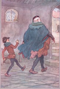 Exeunt Falstaff en Robin, illustratie uit The Merry Wives of Windsor, 1910 door Hugh Thomson