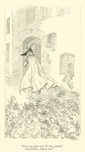 Luister, luister! O ratten, verschijn! en volg, volg mij! (gravure) door Hugh Thomson