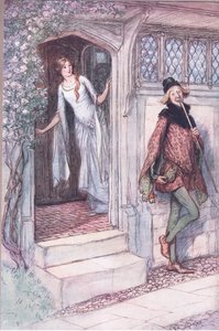 Ik heb geen honger, dank je, illustratie uit The Merry Wives of Windsor, 1910 door Hugh Thomson