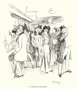Londen: Een spoorwegboekenkraam door Hugh Thomson