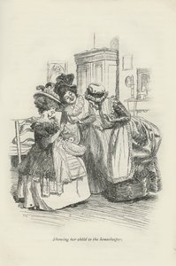 Haar kind aan de huishoudster tonen