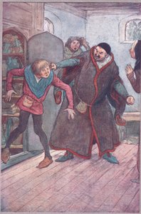 Schurk! Larron! (Trek Simple eruit), illustratie uit The Merry Wives of Windsor, 1910 door Hugh Thomson