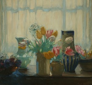 Bloemen in het raam door Hugh Wallis