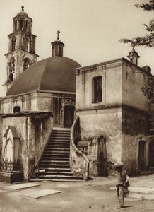 Mexico: Kapel op de heilige berg, Amecameca (z/w foto) door Hugo Brehme