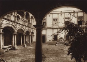 Mexico: Hoofdstad Mejico, Casa del Conde de Santiago (z/w foto) door Hugo Brehme