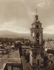 Mexico: Kerk van Xochimilco (z/w foto) door Hugo Brehme