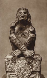 Mexico: Xochipilli met masker, Nationaal Museum (z/w foto) door Hugo Brehme
