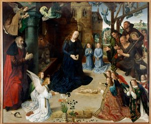Aanbidding van de herders (centraal paneel van het Portinari-drieluik) door Hugo van der Goes