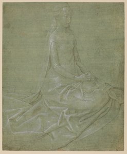 Zittende vrouwelijke heilige, circa 1475 - 1485 door Hugo van der Goes
