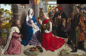 De aanbidding van de koningen Monforte altaar, ca. 1470