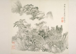 Album na oude meesters en gedichten (album (10 bladen), inkt op papier) door Hui Wang