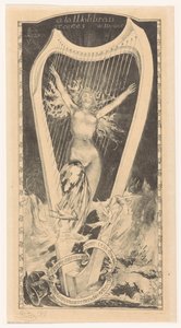 Maria Malibran voor harp door Huib Luns (signed by artist)