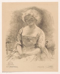 Zittend meisje door Huib Luns (signed by artist)