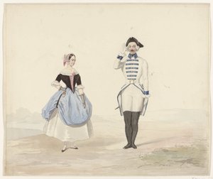 Man en vrouw in historisch kostuum, 1841
