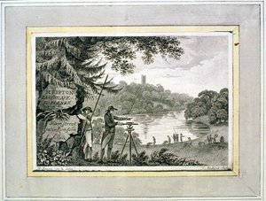 Visitekaartje van Humphrey Repton, gegraveerd door Thomas Medland door Humphry Repton