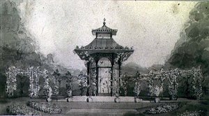 Ontwerp voor een volière en pergola in Chinese stijl