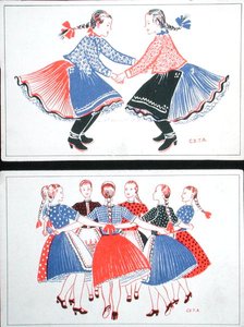 Ansichtkaarten met traditionele Hongaarse dansen, ca. 1947-48