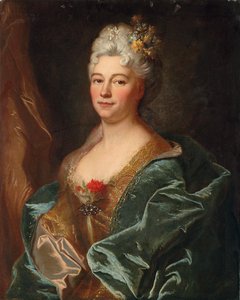Portret van de Markiezin de la Mesangere, geboren Marguerite de Rambouillet door Hyacinthe Francois Rigaud