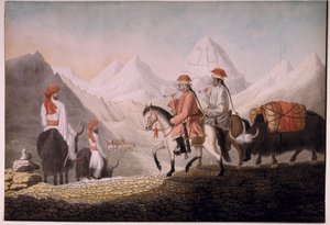 William Moorcroft en Hearsey op weg naar het Meer van Mansarowar (Tibet) 1812 door Hyder Jung Hearsey