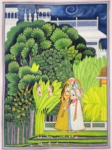Radha Krishna-tuin bij maanlicht door IMAGINEERS STUDIO