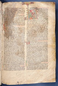 Het begin van Het Verhaal van Halfdan de Zwarte, uit Flateyjarbok (Het Boek van Flatey) laat 14e eeuw door Icelandic School
