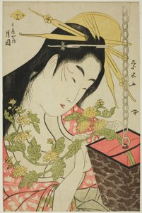 De courtisane Tsukioka van de Hyogoya